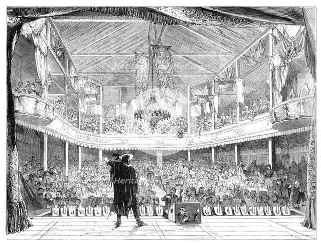 Interior of the Soldiers' Theatre at Mourmelon-le-Grand, Chalons Camp..., 1860. Creator: Unknown.