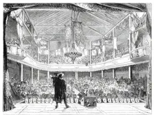 Interior of the Soldiers Theatre at Mourmelon-le-Grand, Chalons Camp..., 1860. Creator: Unknown