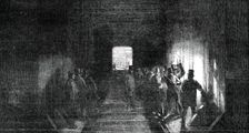 Interior of the Tube - Mr. Stephenson Driving the Last Rivet, 1850. Creator: Unknown