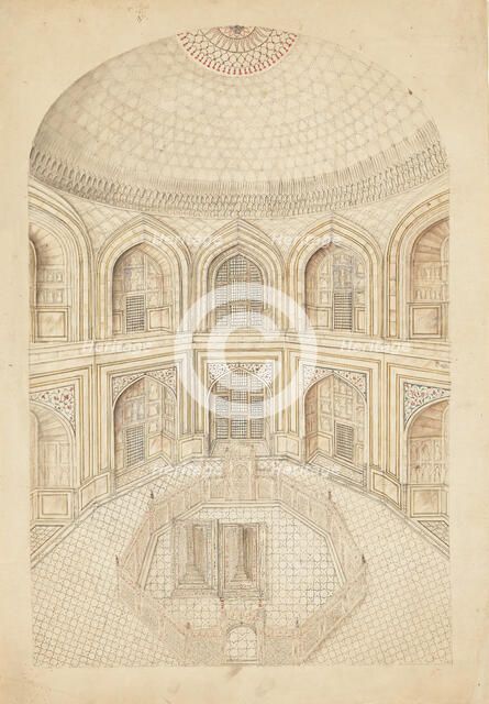 Interior of the Taj Mahal Mausoleum, early 19th century. Creator: Unknown.