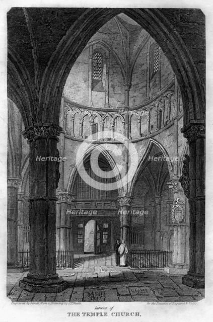 Interior of the Temple Church, London, 1816.Artist: Sands
