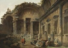 Interior of the Temple of Diana at Nimes, unknown date. Creator: Hubert Robert