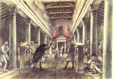 Interior of the Temple of Mithras. Creator: Alan Ernest Sorrell
