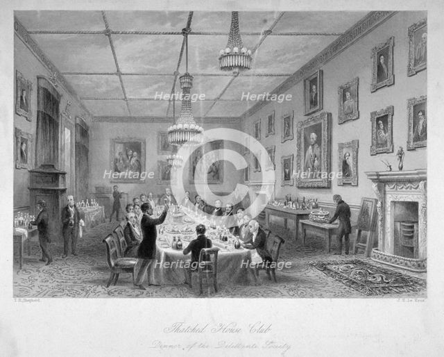 Interior of the Thatched House Tavern, St James's Street, London, c1840.                             Artist: John Le Keux