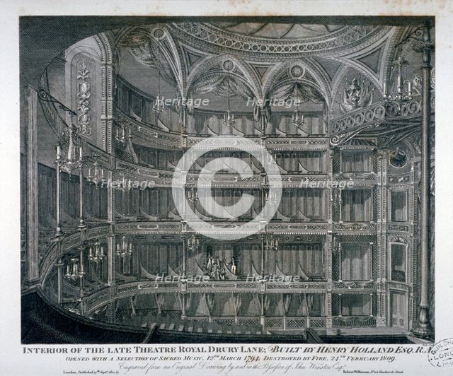 Interior of the Theatre Royal, Drury Lane, 1810. Artist: Thomas Dale