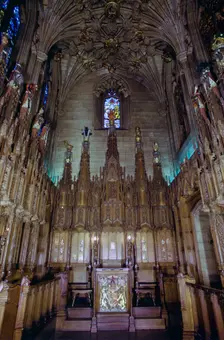 Interior of the Thistle Chapel, St Giles Cathedral, Edinburgh, Scotland. Creator: Tony Evans