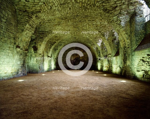 Interior of the undercroft of the Lincoln Medieval Bishop's Palace, Lincolnshire, c2000s(?). Artist: Historic England Staff Photographer.