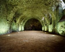 Interior of the undercroft of the Lincoln Medieval Bishop's Palace, Lincolnshire, c2000s(?). Artist: Historic England Staff Photographer