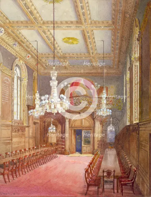 Interior of the Vintners' Hall, Upper Thames Street, London, 1888.                         Artist: John Crowther