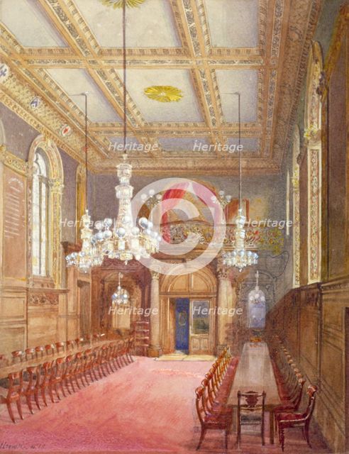 Interior of the Vintners' Hall, Upper Thames Street, London, 1888.                         Artist: John Crowther