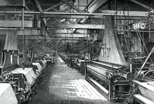 Interior of the weaving shed, St Leonard's factory, Dunfermline, c1880