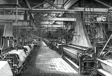 Interior of the weaving shed, St Leonard's factory, Dunfermline, c1880