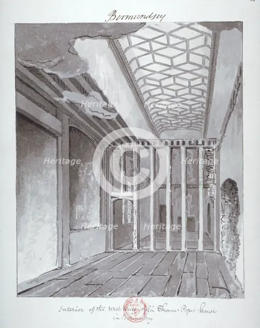 'Interior of the west wing of Sir Thomas Pope's House in Bermondsey', 1808. Artist: John Chessell Buckler