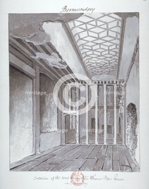 'Interior of the west wing of Sir Thomas Pope's House in Bermondsey', 1808. Artist: John Chessell Buckler