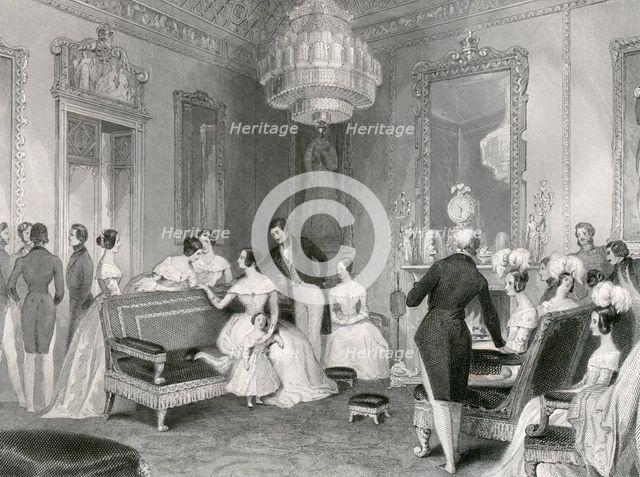 Interior of the Yellow Drawing Room, Buckingham Palace, London, 1840. Artist: Unknown.
