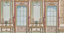 Interior Ornamented Wall with Windows and Pier-Glasses, nos. 267-273..., February 27, 1784. Creator: Michelangelo Pergolesi