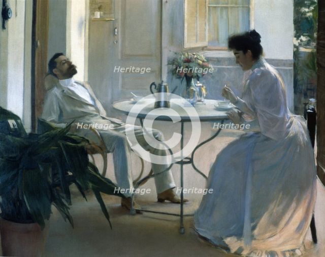 Interior outdoors', 1892 (detail), oil by Ramón Casas.