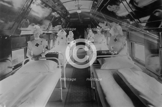 Interior Military Hospital car, C.P.R.'Y, 1917. Creator: Bain News Service.