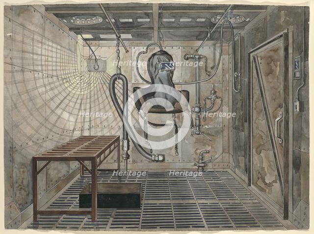 Interior Sand Blasting Chamber, 1935, c. 1947. Creator: Perkins Harnly.