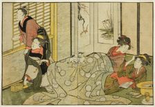 Interior Scene on a Snowy Day, from the illustrated book "Picture Book: Flowers of the Fou..., 1801. Creator: Kitagawa Utamaro