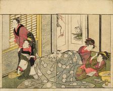 Interior Scene on a Snowy Day. From the Picture Book of Flowers of the Four Seasons..., 1801. Creator: Utamaro, Kitagawa (1753-1806)