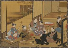Interior scene of a party with geisha and clients, 1735-1814