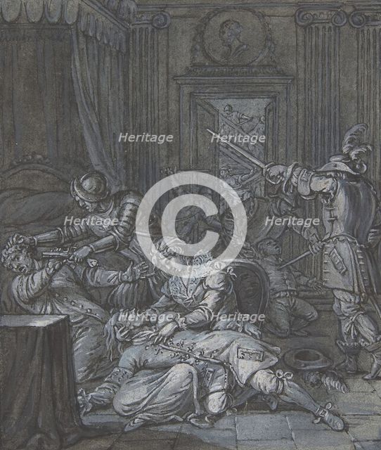 Interior scene with soldiers pillaging, 17th century. Creator: Unknown.