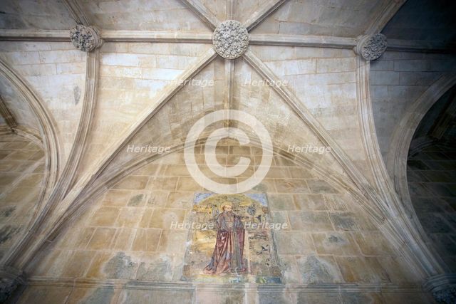 Interior, showing a mural and roof bosses, Monastery of Batalha, Batalha, Portugal, 2009. Artist: Samuel Magal