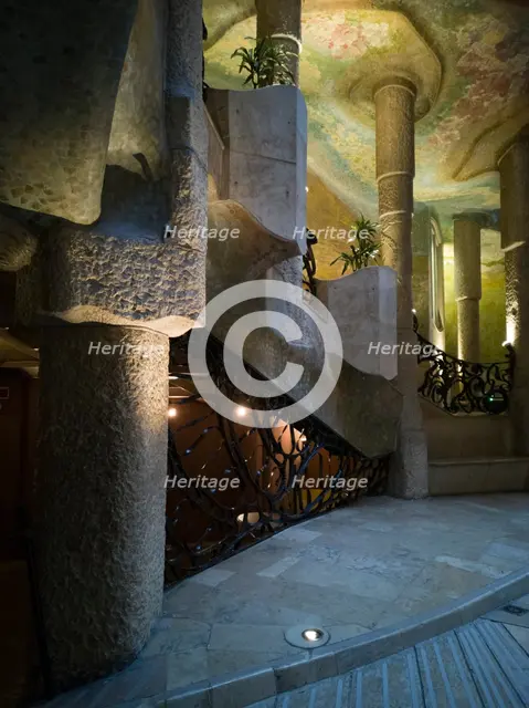 Interior staircase of La Pedrera, Barcelona, Spain, 2020. Creator: Ethel Davies.