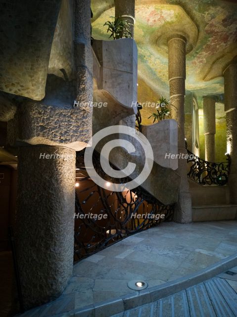 Interior staircase of La Pedrera, Barcelona, Spain, 2020. Creator: Ethel Davies.