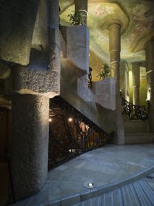 Interior staircase of La Pedrera, Barcelona, Spain, 2020. Creator: Ethel Davies