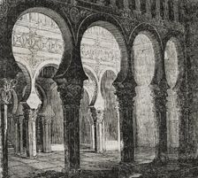 Interior, Synagogue of Santa Maria la Blanca, Toledo, Spain, 1852. Creator: Unknown