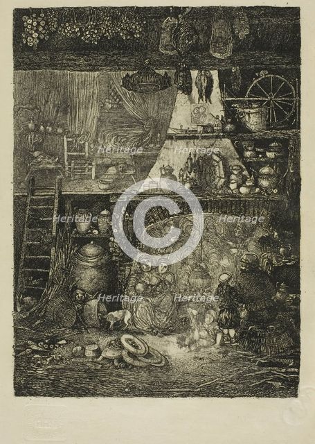 Interior, Peasant House in Haute-Garonne, 1858. Creator: Rodolphe Bresdin.