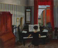 Interior, Woman Playing the Piano, 1931. Creator: Sulho Sipila