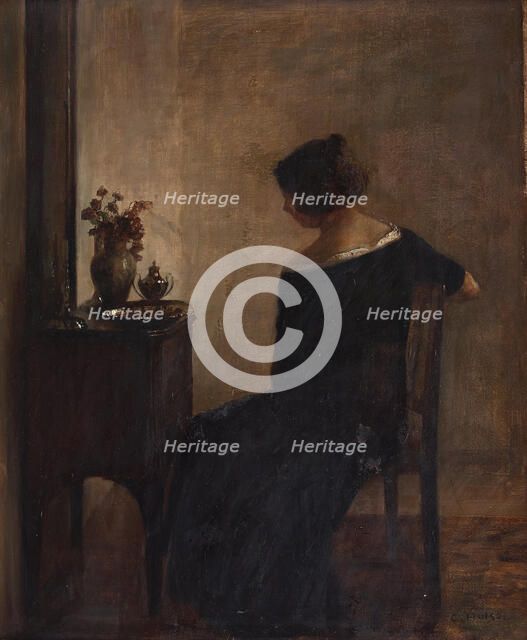 Interior with the Artist's Wife. Creator: Holsøe, Carl (1863-1935).