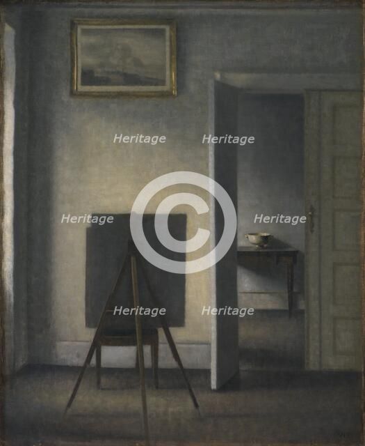 Interior with the Artist's Easel, 1910. Creator: Vilhelm Hammershøi.