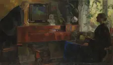 Interior with the Artists Oluf and Kris Wold-Torne, 1900-1904. Creator: Thorvald Erichsen