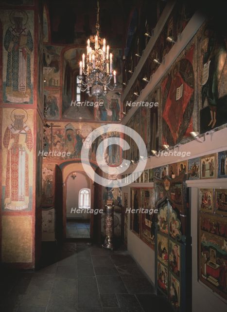 Interior with the iconostasis in the Saint Robe Church in the Moscow Kremlin, 1627. Artist: Old Russian Architecture  