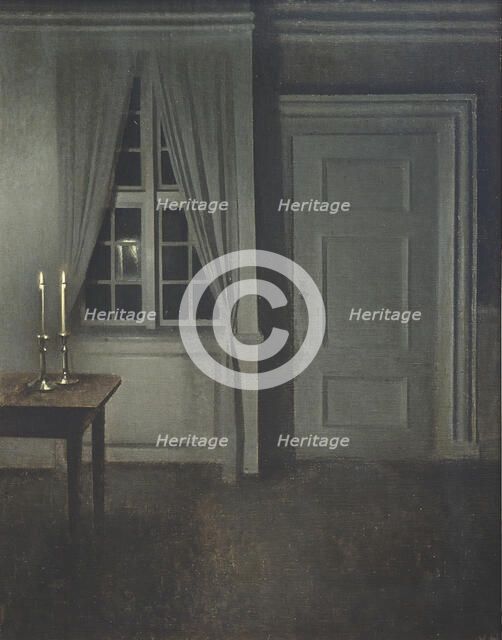Interior with Two Candles. Artist: Hammershøi, Vilhelm (1864-1916)