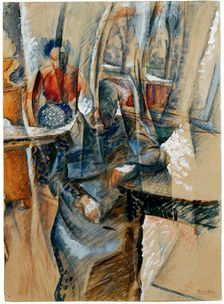 Interior with two female figures, 1916. Creator: Boccioni, Umberto (1882-1916)