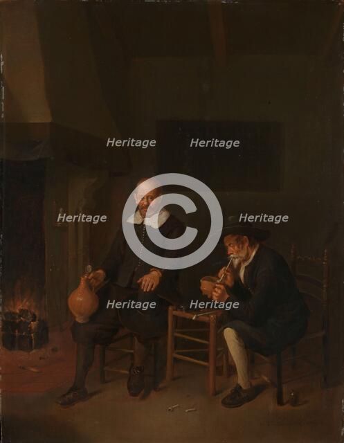 Interior with Two Men by the Fireside, 1664. Creator: Gerritsz Quiringh van Brekelenkam.