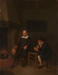 Interior with Two Men by the Fireside, 1664. Creator: Gerritsz Quiringh van Brekelenkam