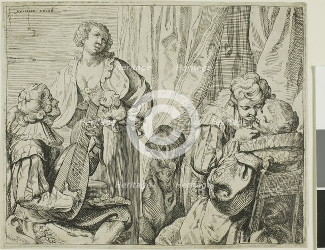Interior with Two Pairs of Lovers and a Fool, 1625/29. Creator: Johann Liss.