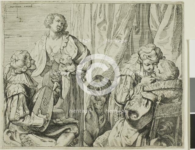 Interior with Two Pairs of Lovers and a Fool, 1625/29. Creator: Johann Liss.