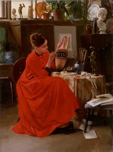 Interior with Vase Painter. Creator: Severin Falkman