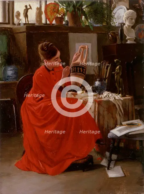 Interior with Vase Painter. Creator: Severin Falkman.