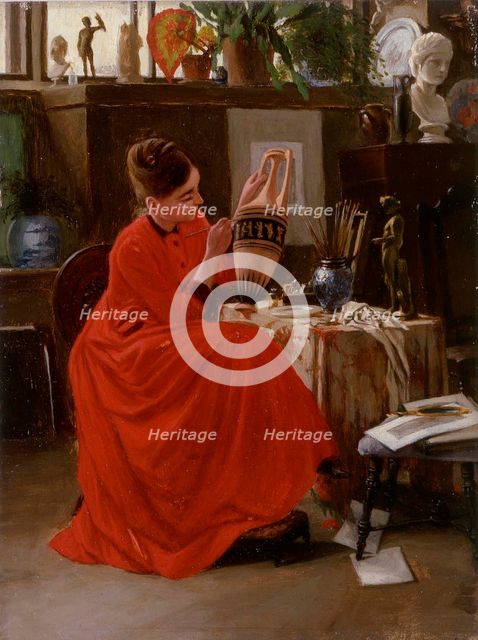 Interior with Vase Painter. Creator: Severin Falkman.