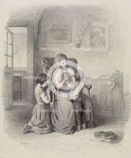 Interior with Woman Teaching Two Children, 1861-1865 (?). Creator: Paul Seignac.