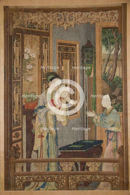 Interior with Woman, Child and Nurse, late 18th-early 19th century. Creator: Unknown.