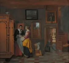 Interior with Women beside a Linen Cupboard, 1663. Creator: Pieter de Hooch